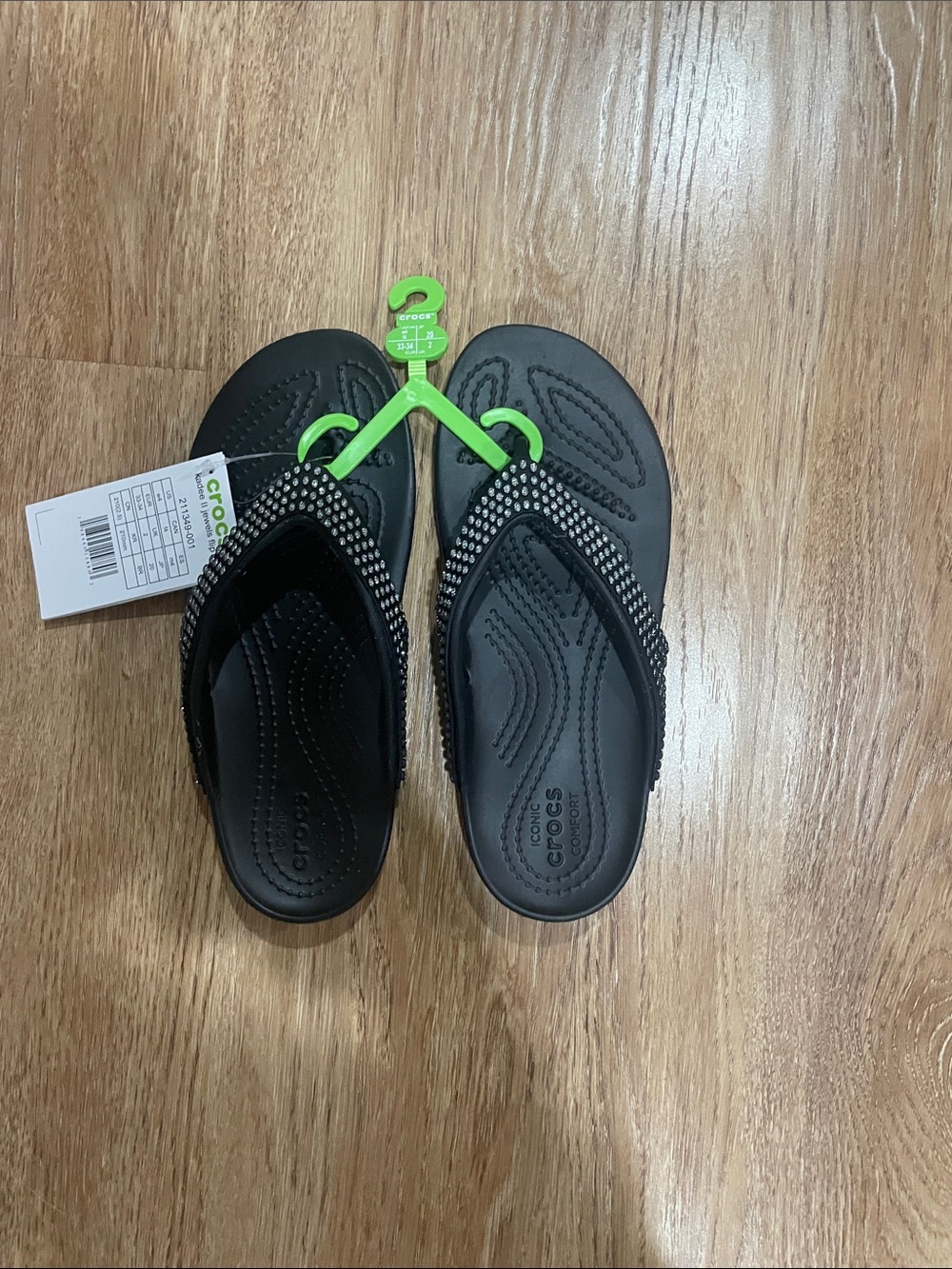CROCS Kids' Black Beaded Flip Sandals
